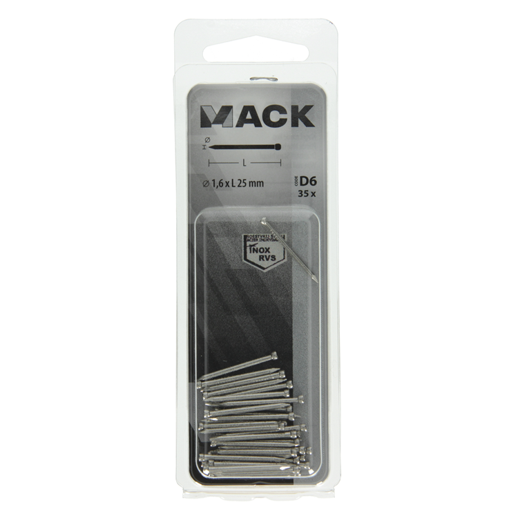 Afbeelding laden in galerijviewer, Mack 1019890 - nagel ronde kop inox a2 35 st 1,6 x 25 mm | 10 stuks
