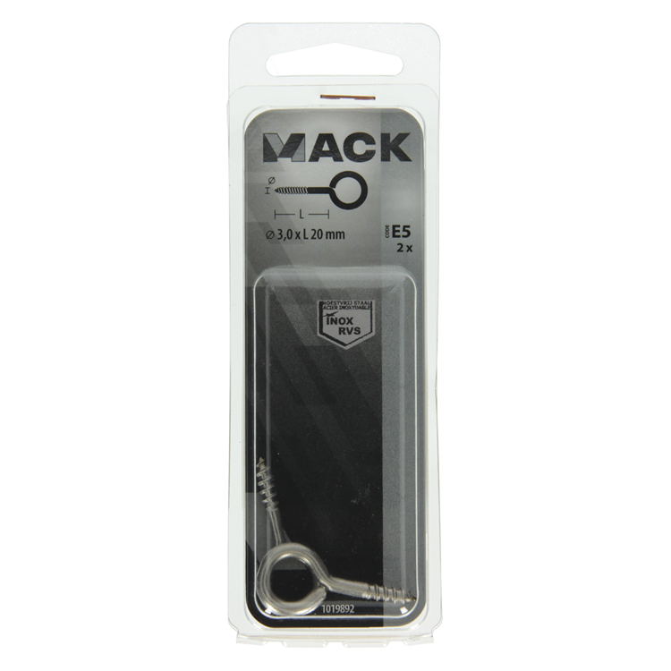 Afbeelding laden in galerijviewer, Mack 1019892 - schroefoog roestvrijstaal 2 st 3,0 x 20 mm | 10 stuks