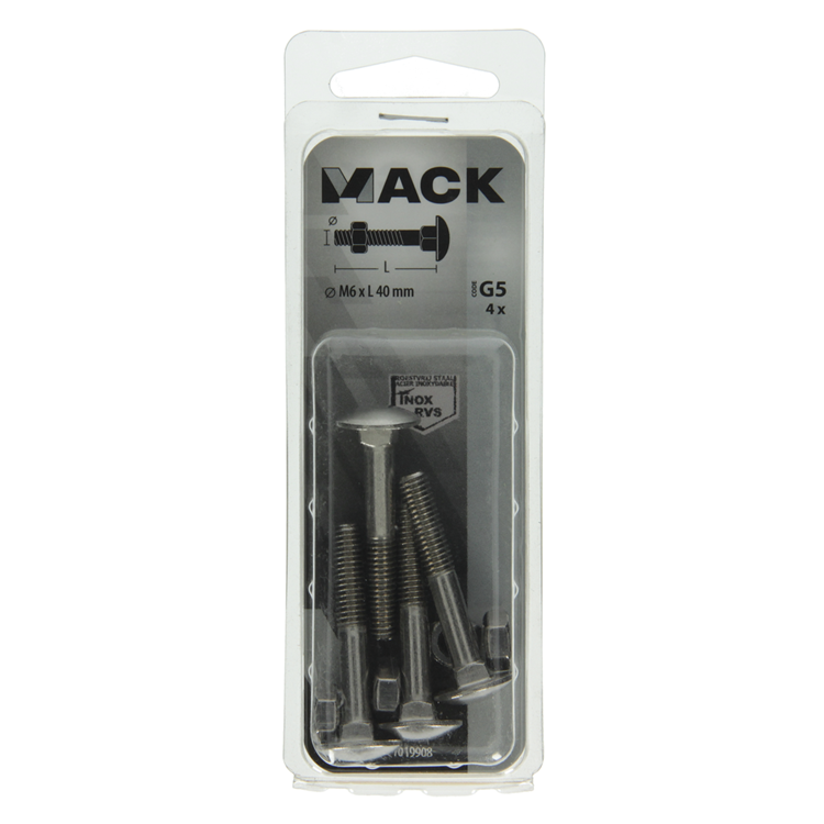 Afbeelding laden in galerijviewer, Mack 1019908 - houtbout + moer roestvrijstaal 4 st m6x40 mm | 10 stuks