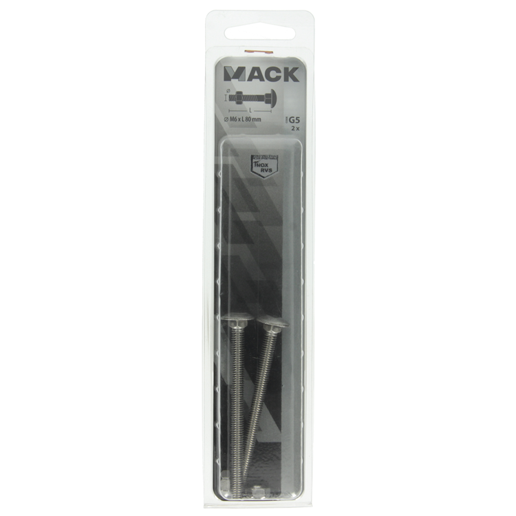 Afbeelding laden in galerijviewer, Mack 1019912 - houtbout + moer roestvrijstaal 2 st m6 x 80 mm | 5 stuks