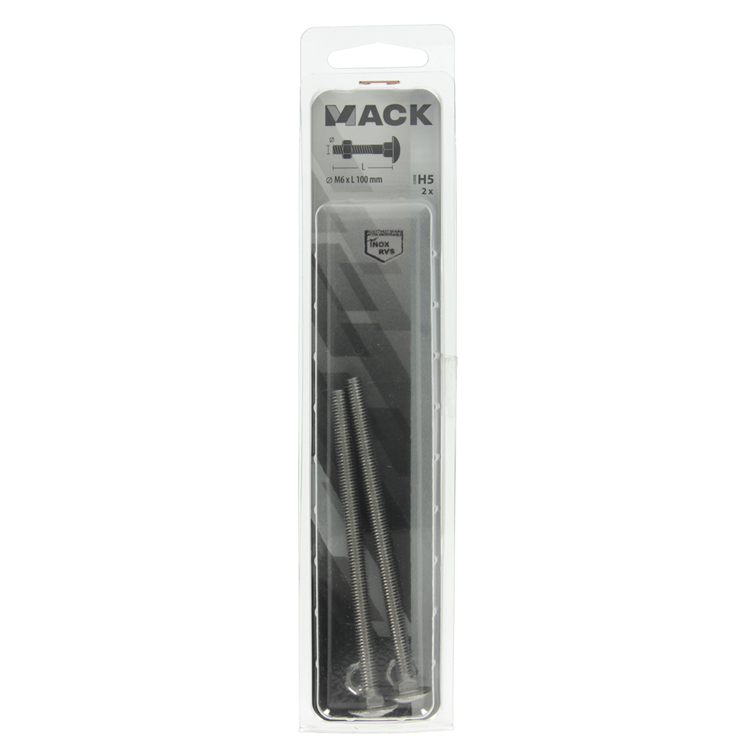 Afbeelding laden in galerijviewer, Mack 1019913 - houtbout + moer roestvrijstaal 2 st m6 x 100 mm | 5 stuks