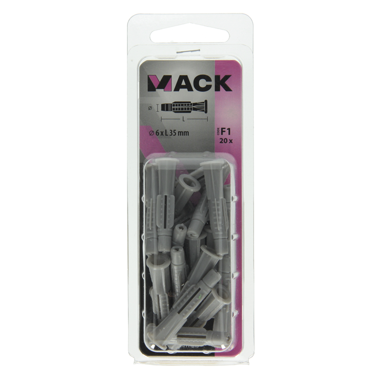 Afbeelding laden in galerijviewer, Mack 1017886 - universeelplug met kraag polyethyl.20st 6 x 35 mm | 5 stuks