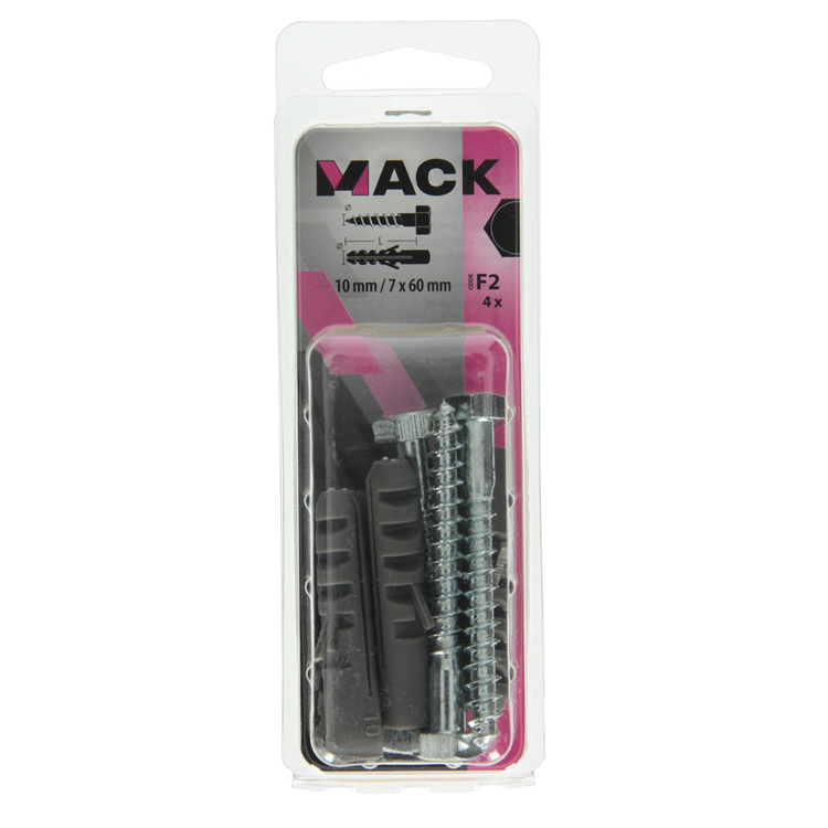 Afbeelding laden in galerijviewer, Mack 1017898 - plug + houtdraadbout polyeth 4 st 10 mm 7x60 mm | 5 stuks
