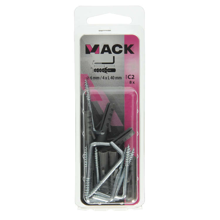 Afbeelding laden in galerijviewer, Mack 1017900 - plug + schroefduim polyeth 8 st 6mm 4x40mm | 5 stuks