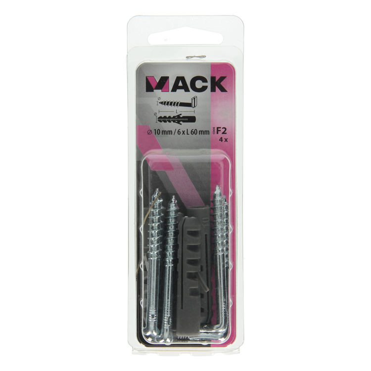 Afbeelding laden in galerijviewer, Mack 1017902 - plug + schroefduim polyeth 4 st 10mm 6x60mm | 5 stuks