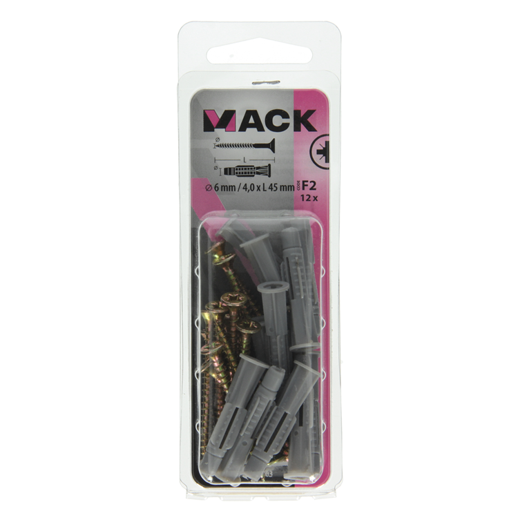 Afbeelding laden in galerijviewer, Mack 1017903 - universeelplug + schroef polyeth12 st 6mm 4,0x45mm | 5 stuks
