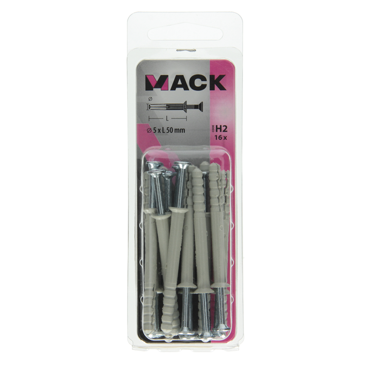 Afbeelding laden in galerijviewer, Mack 1017906 - nylon nagelplug polyamide 16 st 5 x 50 mm | 5 stuks