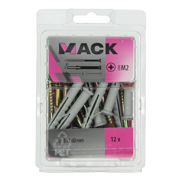 Afbeelding laden in galerijviewer, Mack 1017912 - kozijnplug met schroef polyamide 12 st 8 x 60 mm | 5 stuks