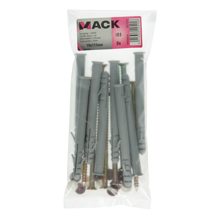 Afbeelding laden in galerijviewer, Mack 1017914 - kozijnplug met schroef polyamide 8 st 10 x 115 mm | 5 stuks