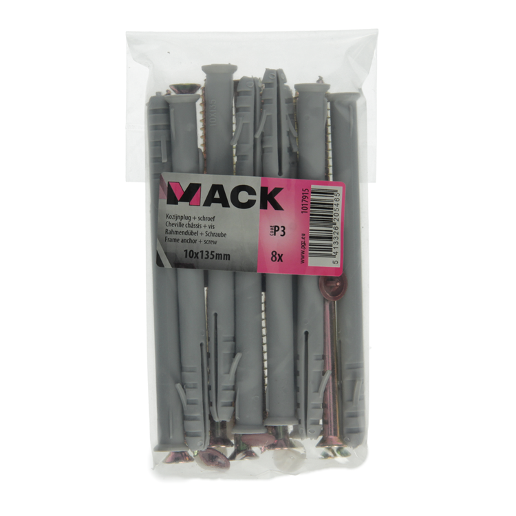 Afbeelding laden in galerijviewer, Mack 1017915 - kozijnplug met schroef polyamide 8 st 10 x 135 mm | 5 stuks