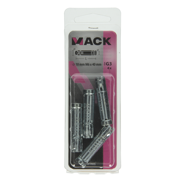 Afbeelding laden in galerijviewer, Mack 1019955 - keilbouthuls verzinkt 4 st m6 x 40 mm | 10 stuks