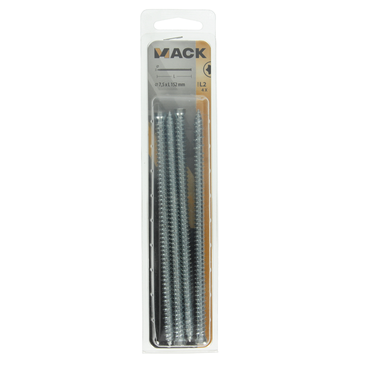 Afbeelding laden in galerijviewer, Mack 1019963 - beton raamschroef verzinkt cil.kop 4st 7,5 x152 mm | 5 stuks