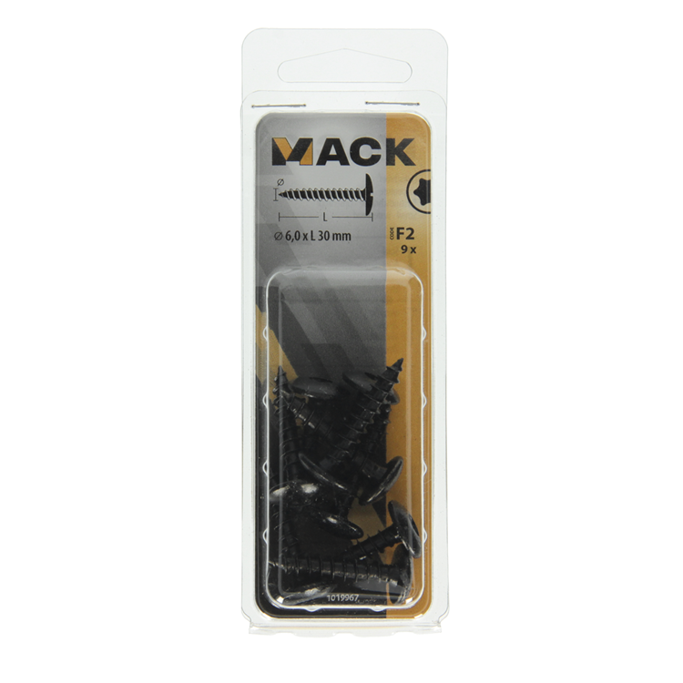 Afbeelding laden in galerijviewer, Mack 1019967 - luikschroef zwart 6,0 x 30 mm 9st | 5 stuks