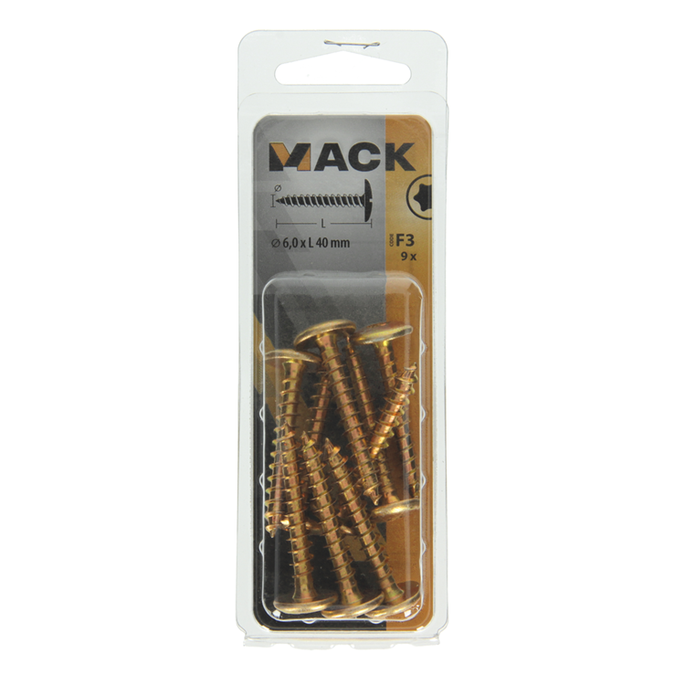 Afbeelding laden in galerijviewer, Mack 1019971 - luikschroef geel verzinkt 6,0 x 40 mm 9st | 5 stuks