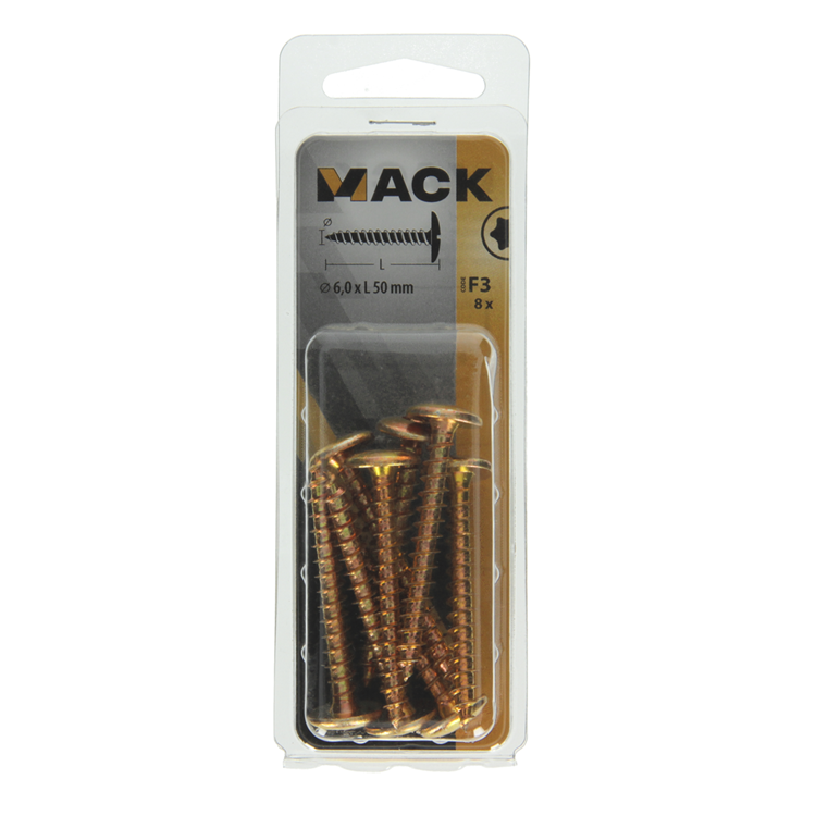 Afbeelding laden in galerijviewer, Mack 1019972 - luikschroef geel verzinkt 6,0 x 50 mm 8st | 5 stuks