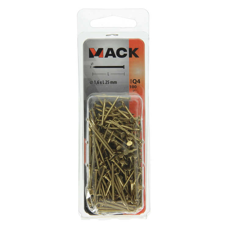 Afbeelding laden in galerijviewer, Mack 1017924 - nagel platte kop messing 100gr1,6 x 25 mm | 5 stuks