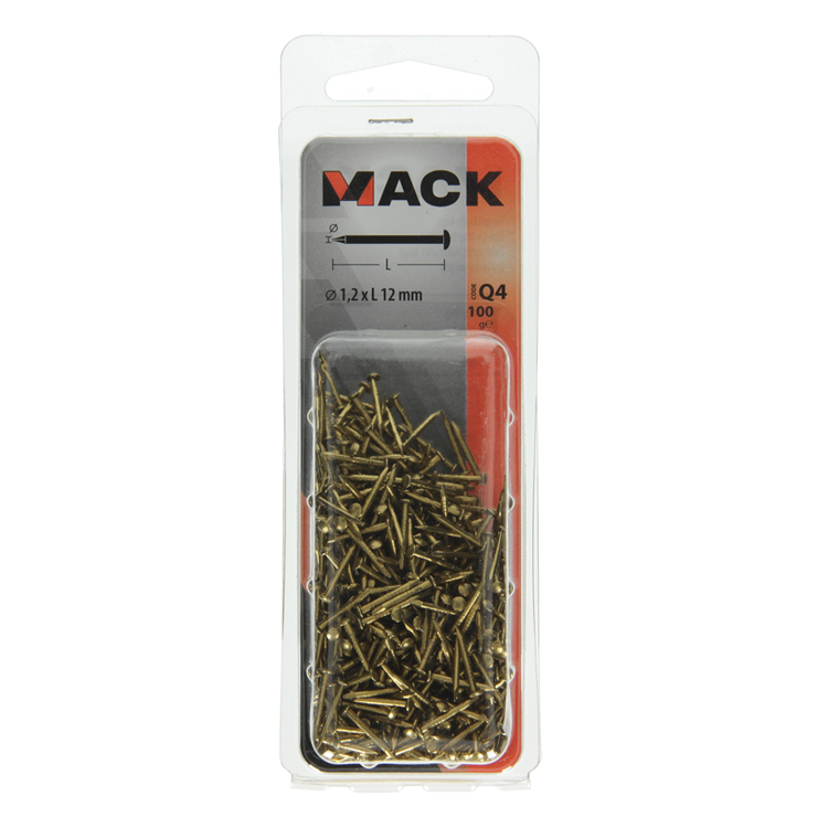 Afbeelding laden in galerijviewer, Mack 1017926 - nagel bolle kop messing 100 gr1,2 x 12 mm | 5 stuks