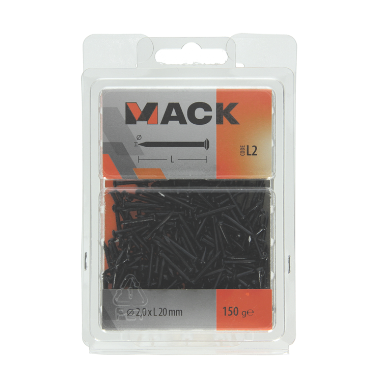 Afbeelding laden in galerijviewer, Mack 1017930 - staalnagel bvk staal geblauwd 150 gr 2,0 x 20 mm | 5 stuks