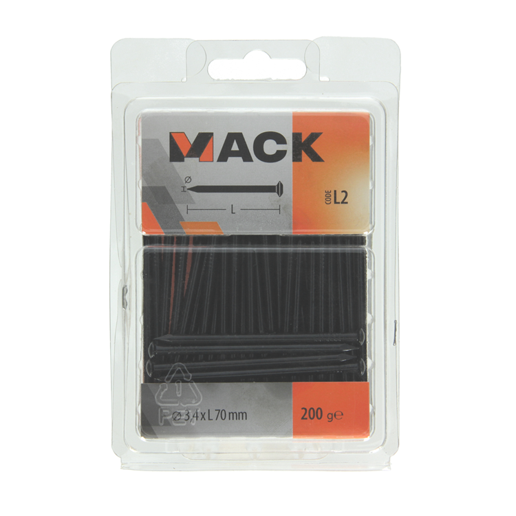 Afbeelding laden in galerijviewer, Mack 1017936 - staalnagel bvk staal geblauwd 200 gr 3,4 x 70 mm | 5 stuks