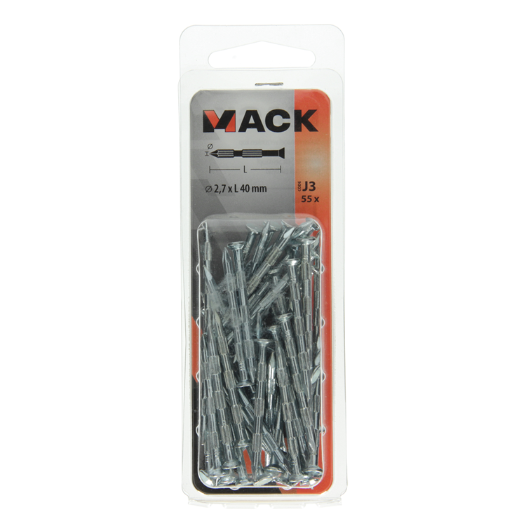 Afbeelding laden in galerijviewer, Mack 1017939 - stalen ribnagel vk st.gehard + verz 55st 2,7 x 40 mm | 5 stuks