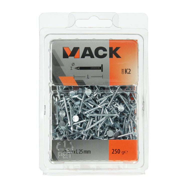 Afbeelding laden in galerijviewer, Mack 1017942 - plafondnagel staal verzinkt 250 gr 2,0 x 25 mm | 5 stuks