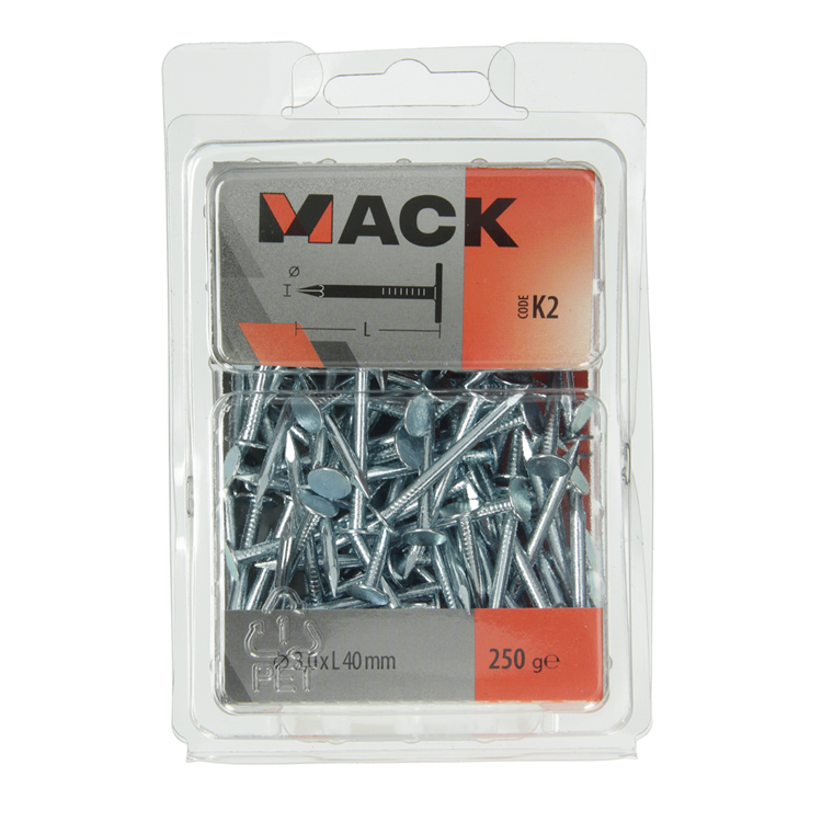 Afbeelding laden in galerijviewer, Mack 1017948 - schalienagel staal verzinkt 250 gr 3,0 x 40 mm | 5 stuks