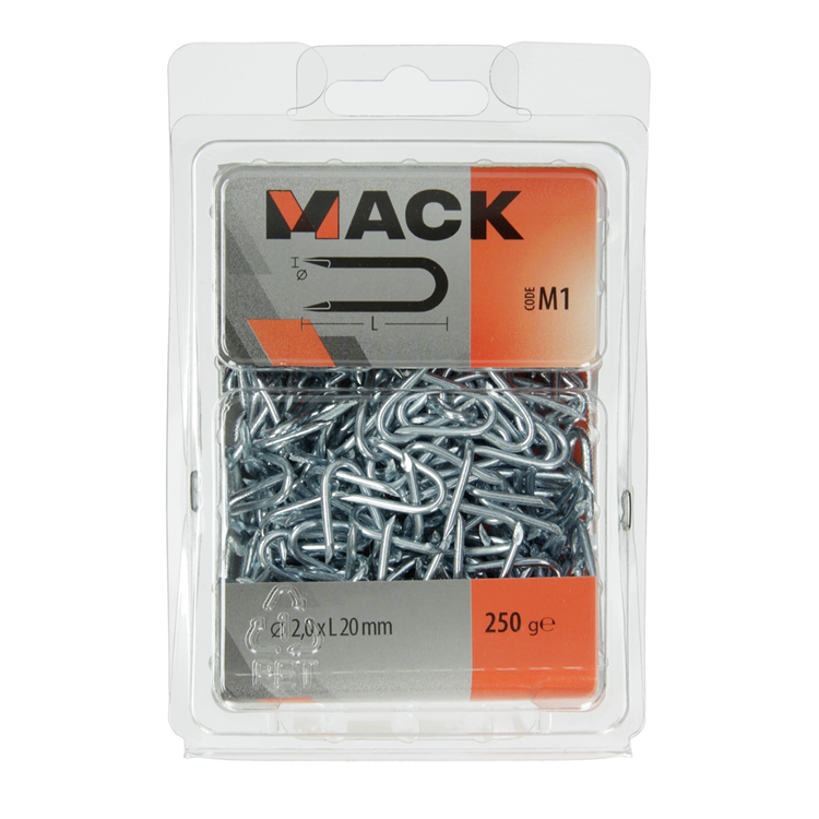 Afbeelding laden in galerijviewer, Mack 1017952 - kram staal verzinkt 250 gr 2,0 x 20 mm | 5 stuks