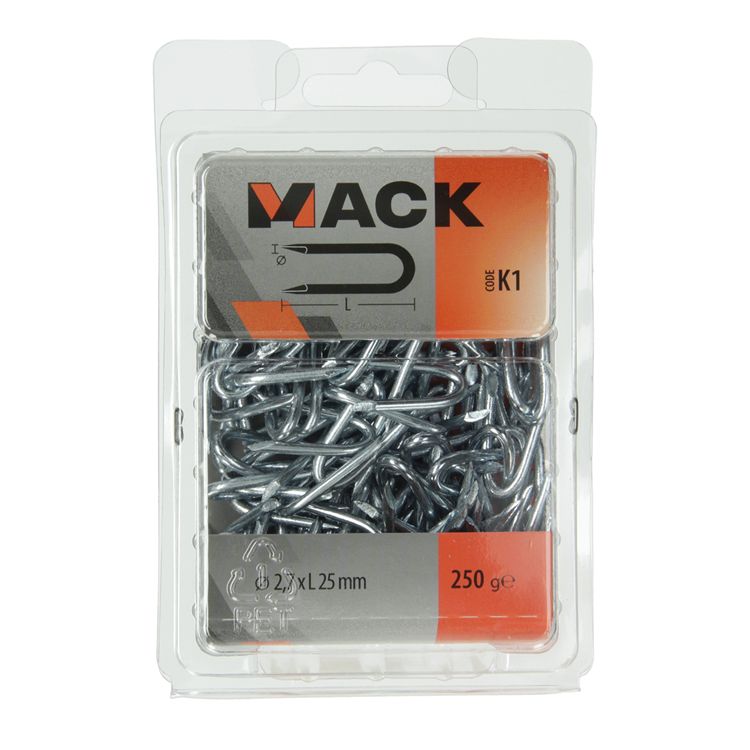 Afbeelding laden in galerijviewer, Mack 1017953 - kram staal verzinkt 250 gr 2,7 x 25 mm | 5 stuks