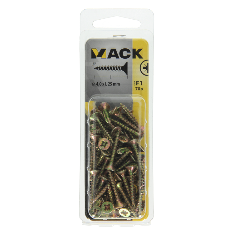 Afbeelding laden in galerijviewer, Mack 1017970 - spaanplaatschroef vz kop geelverz. 70st 4,0 x 25 mm | 5 stuks