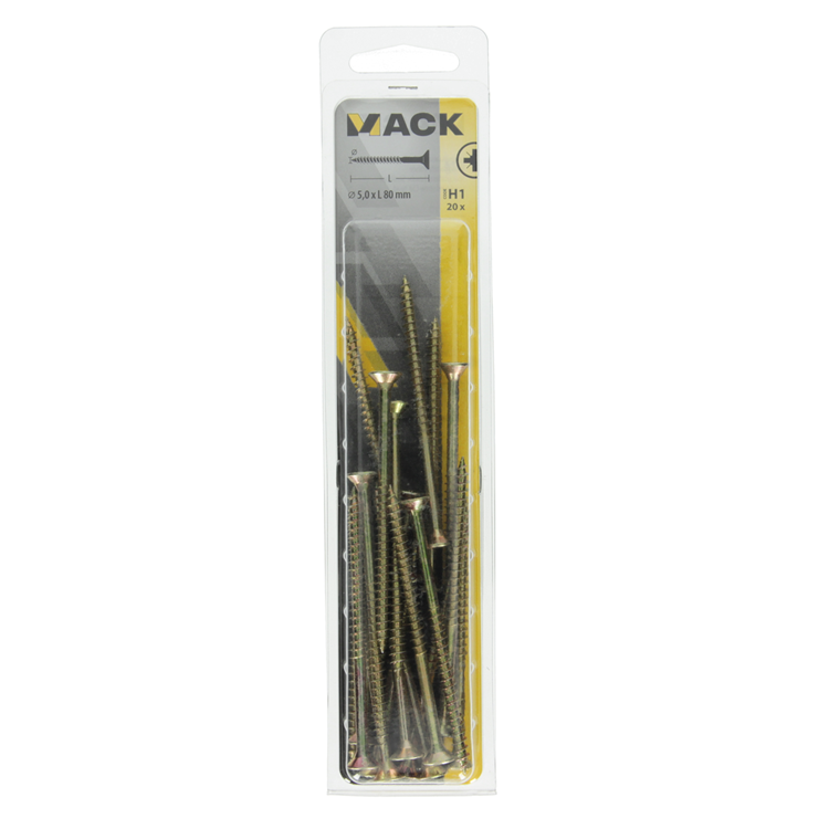 Afbeelding laden in galerijviewer, Mack 1017991 - spaanplaatschroef vz kop geelverz. 20st 5,0 x 80 mm | 5 stuks