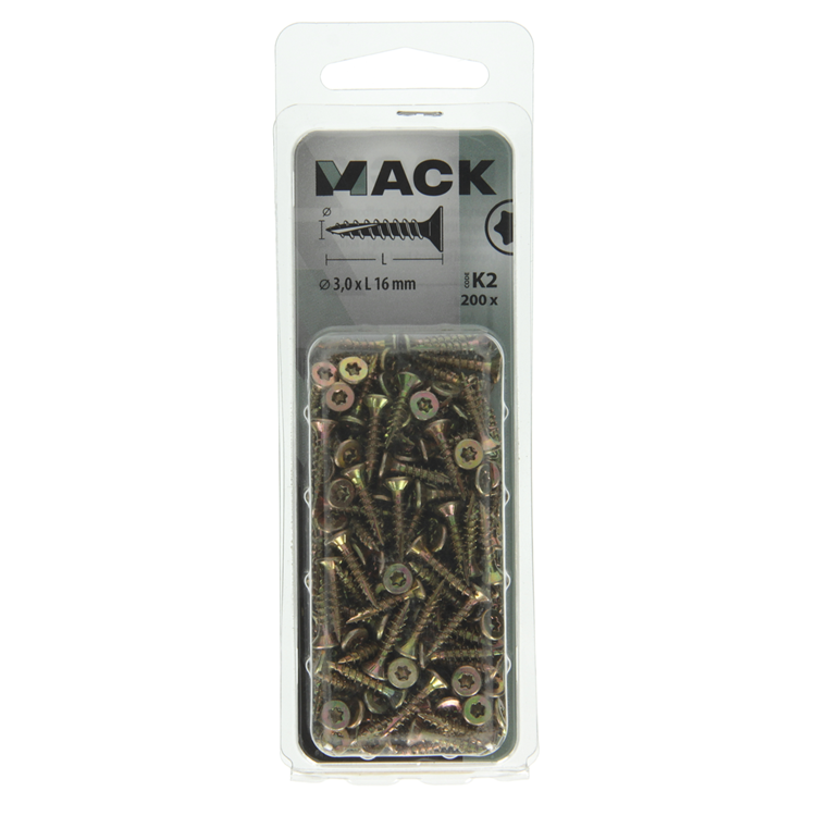 Afbeelding laden in galerijviewer, Mack 1018000 - spaanplschr.vzkop-zelfb. geelverz 200 st 3,0 x 16 mm | 5 stuks