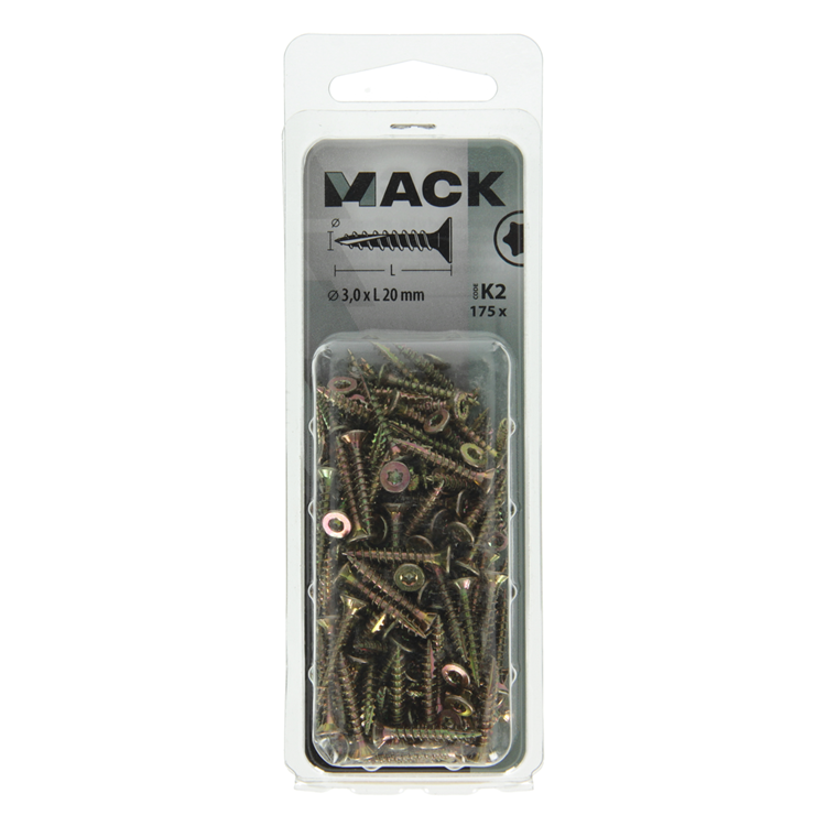 Afbeelding laden in galerijviewer, Mack 1018001 - spaanplschr.vzkop-zelfb. geelverz.175 st 3,0 x 20 mm | 5 stuks