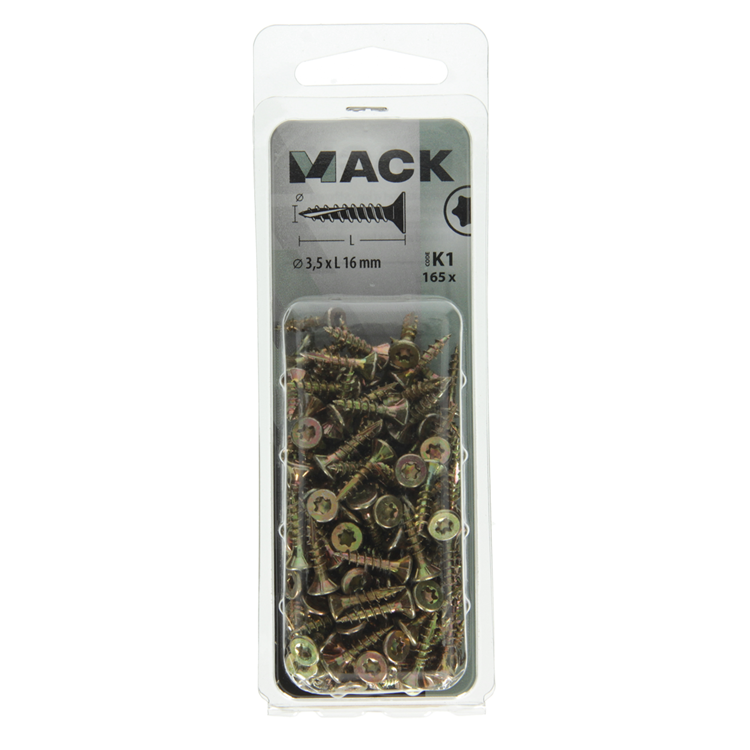 Afbeelding laden in galerijviewer, Mack 1018002 - spaanplschr.vzkop-zelfb. geelverz.165 st 3,5 x 16 mm | 5 stuks