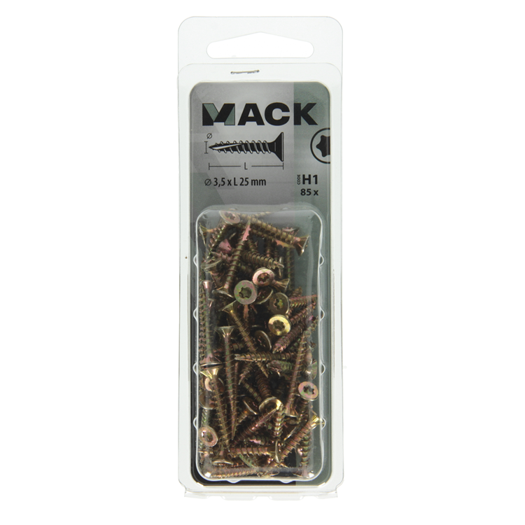 Afbeelding laden in galerijviewer, Mack 1018004 - spaanplschr.vzkop-zelfb. geelverz. 85 st 3,5 x 25 mm | 5 stuks