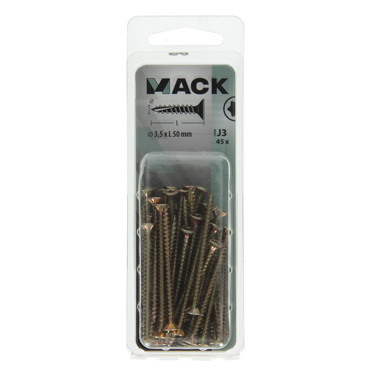 Afbeelding laden in galerijviewer, Mack 1018008 - spaanplschr.vzkop-zelfb. geelverz. 45 st 3,5 x 50 mm | 5 stuks