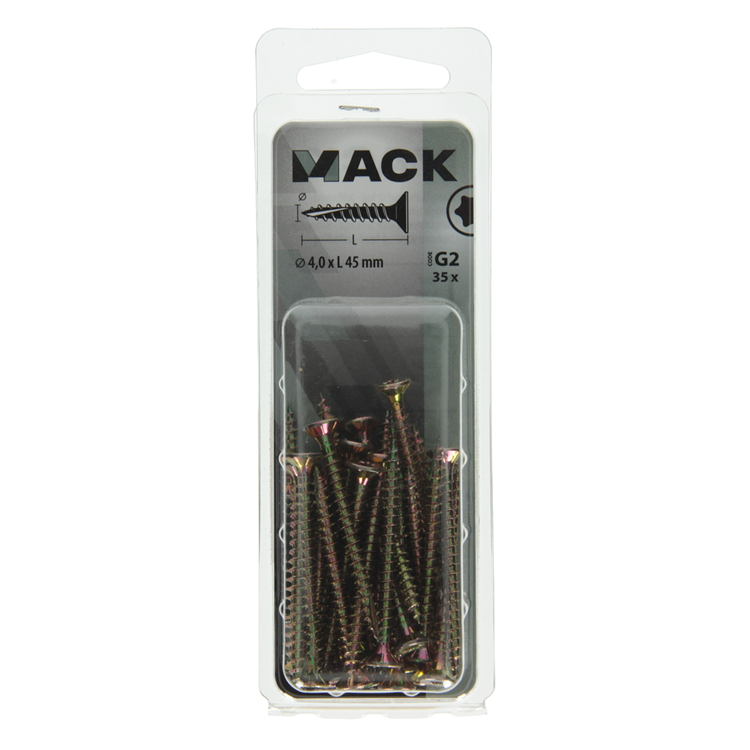 Afbeelding laden in galerijviewer, Mack 1018012 - spaanplschr.vzkop-zelfb. geelverz. 35 st 4,0 x 45 mm | 5 stuks