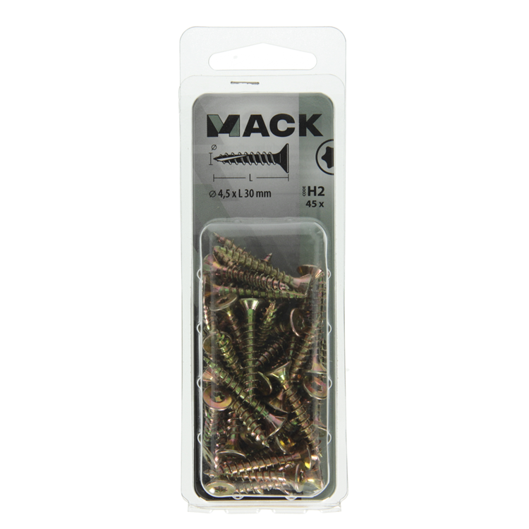 Afbeelding laden in galerijviewer, Mack 1018015 - spaanplschr.vzkop-zelfb. geelverz. 45 st 4,5 x 30 mm | 5 stuks