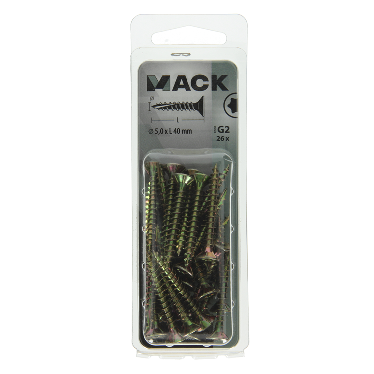 Afbeelding laden in galerijviewer, Mack 1018021 - spaanplschr.vzkop-zelfb. geelverz. 26 st 5,0 x 40 mm | 5 stuks