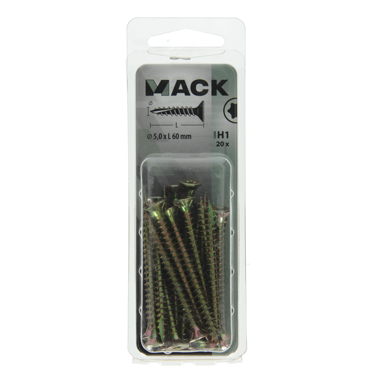 ギャラリービューアに画像をロードする, Mack 1018023 - spaanplschr.vzkop-zelfb. geelverz. 20 st 5,0 x 60 mm | 5 stuks