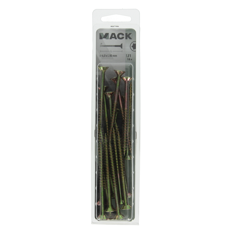 Afbeelding laden in galerijviewer, Mack 1018028 - spaanplschr.vzkop-zelfb. geelverz. 18 st 6,0 x 80 mm | 5 stuks