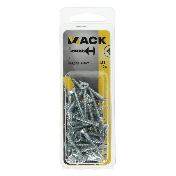 Afbeelding laden in galerijviewer, Mack 1018032 - schroef met kopboring staal verz. 40 st 4,5 x 30 mm | 5 stuks