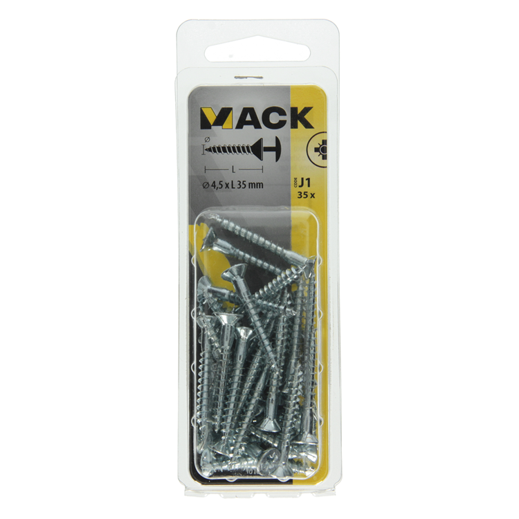 Afbeelding laden in galerijviewer, Mack 1018033 - schroef met kopboring staal verz. 35 st 4,5 x 35 mm | 5 stuks