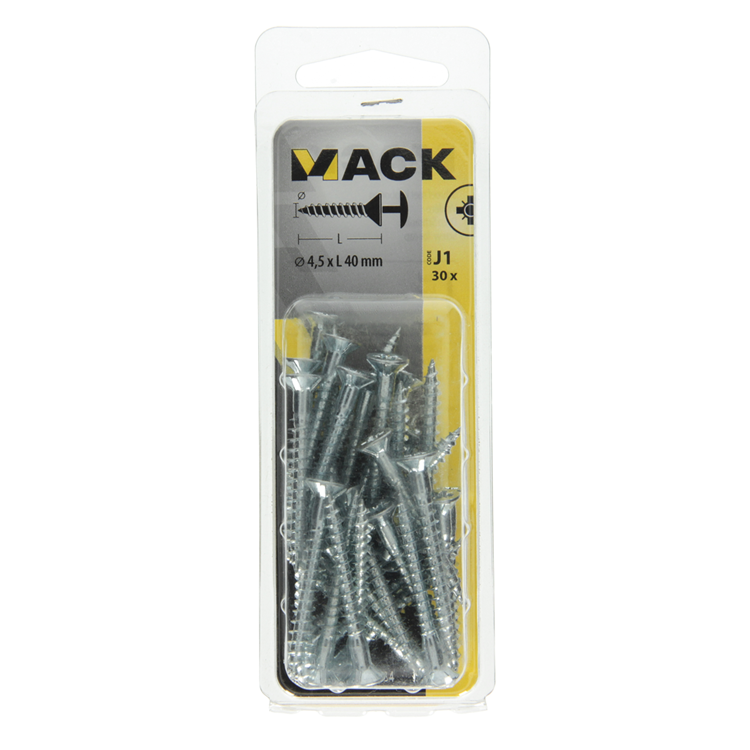 Afbeelding laden in galerijviewer, Mack 1018034 - schroef met kopboring staal verz. 30 st 4,5 x 40 mm | 5 stuks