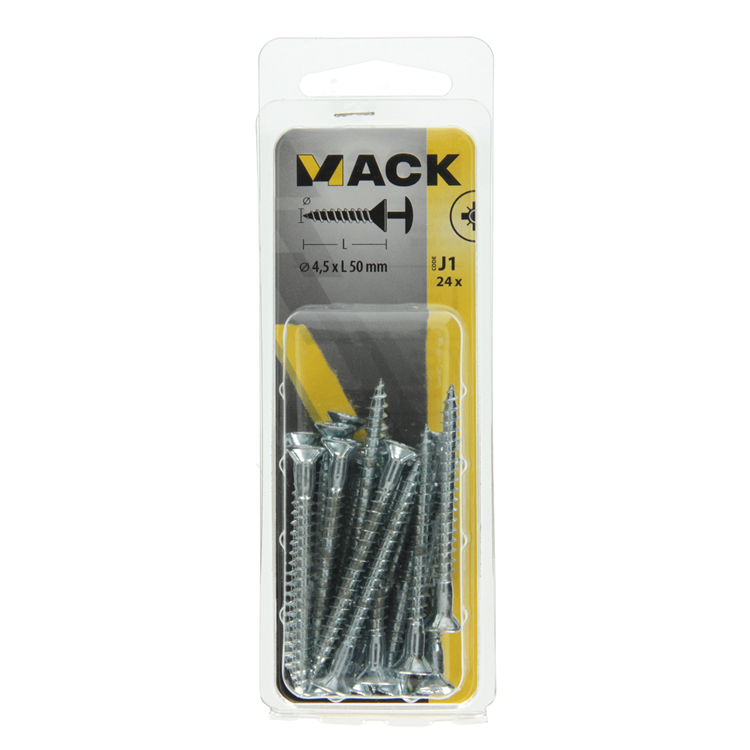 Afbeelding laden in galerijviewer, Mack 1018035 - schroef met kopboring staal verz. 24 st 4,5 x 50 mm | 5 stuks