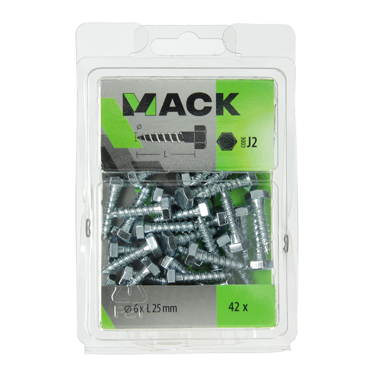 Afbeelding laden in galerijviewer, Mack 1018036 - houtdraadbout staal verzinkt 42 st 6 x 25 mm | 5 stuks