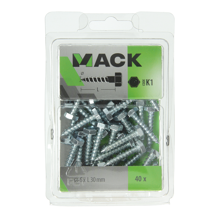Afbeelding laden in galerijviewer, Mack 1018037 - houtdraadbout staal verzinkt 40 st 6 x 30 mm | 5 stuks