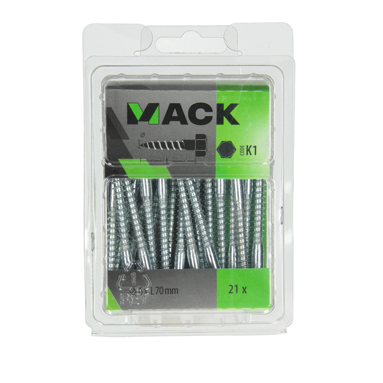 Afbeelding laden in galerijviewer, Mack 1018042 - houtdraadbout staal verzinkt 21 st 6 x 70 mm | 5 stuks