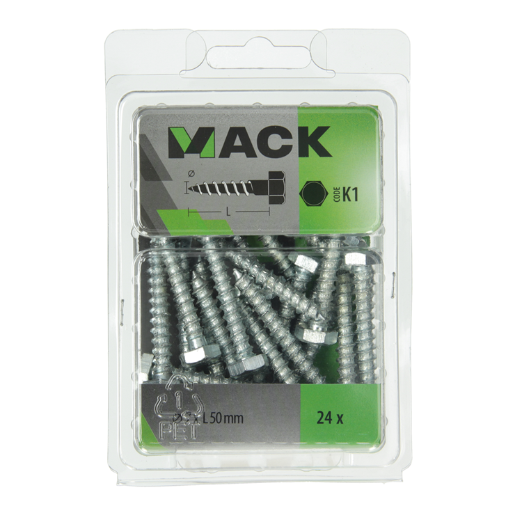 Afbeelding laden in galerijviewer, Mack 1018044 - houtdraadbout staal verzinkt 24 st 7 x 50 mm | 5 stuks