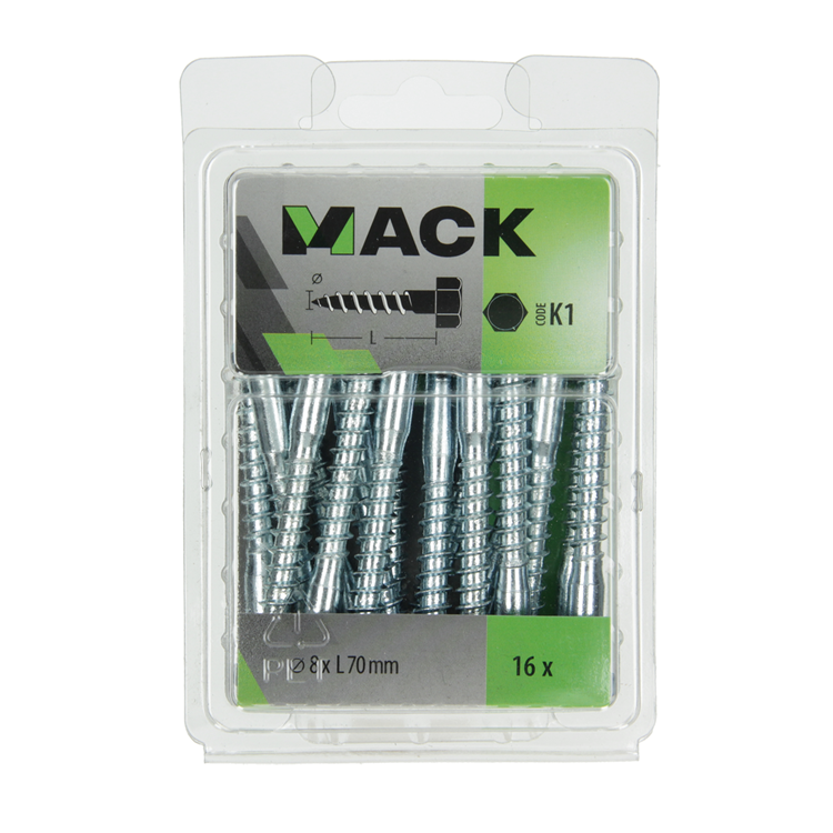 Afbeelding laden in galerijviewer, Mack 1018051 - houtdraadbout staal verzinkt 16 st 8 x 70 mm | 5 stuks
