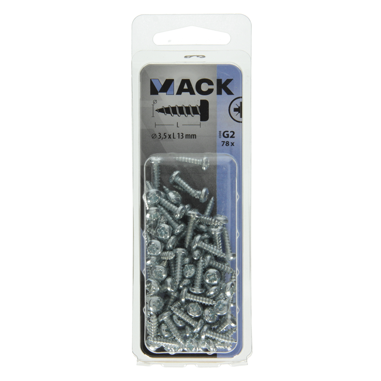 Afbeelding laden in galerijviewer, Mack 1018058 - zelftappende schroef cylkop verz. 78 st 3,5 x 13 mm | 10 stuks